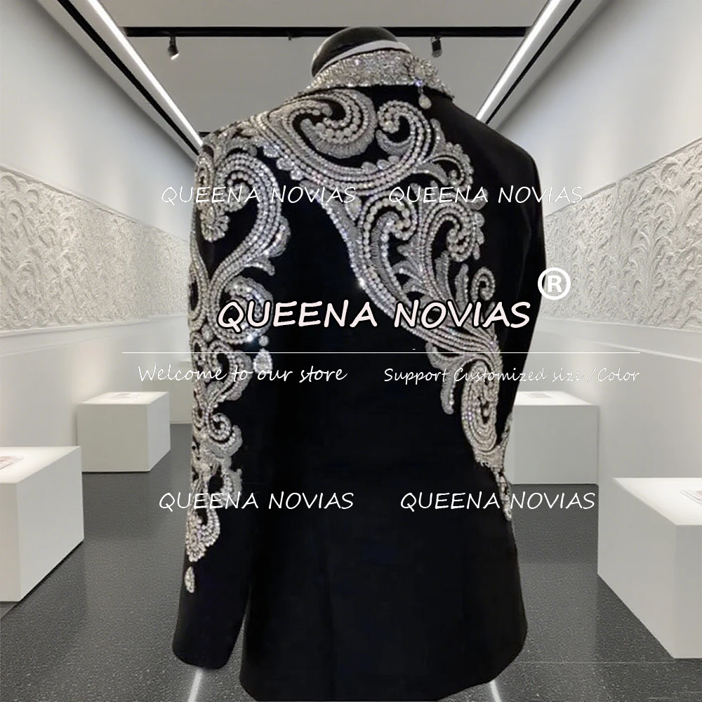 3 pezzi set abiti da sposo da sposa cristalli in rilievo uomo banchetto smoking personalizzato ballo di fine anno blazer moda maschile abito da uomo