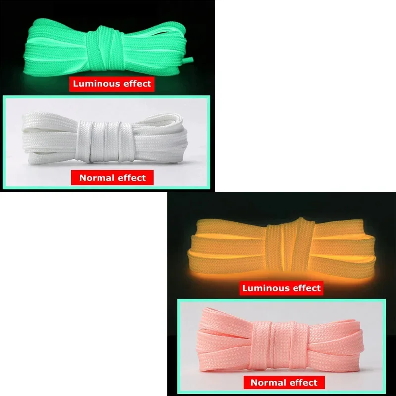 1/2 Paar leuchtende Schnürsenkel in 5 Farben, flach, geeignet für alle Schuhe, fluoreszierende Schnürsenkel, Party, zusammenhalten, Nachtlauf, Unisex-Schnürsenkel