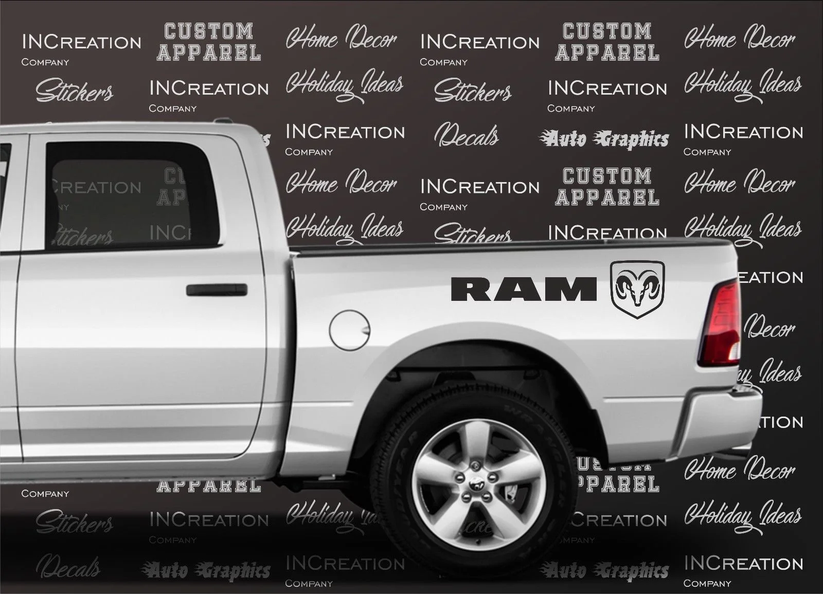 

For (2Pcs) Dodge Ram x2 Vinyl Decals Stickers, rear side bed logo, Mopar 5.7 Liter RT