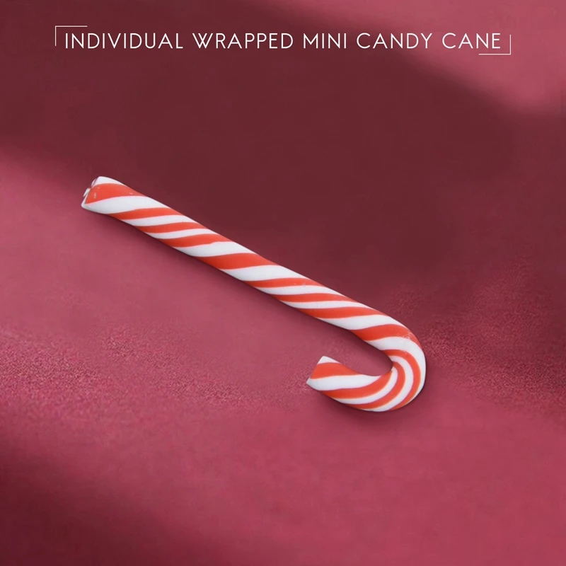 

50Pcs Red And White Handmade Christmas Candy Cane Kawaii Miniature Food Dollhouse Home Decor-AT35