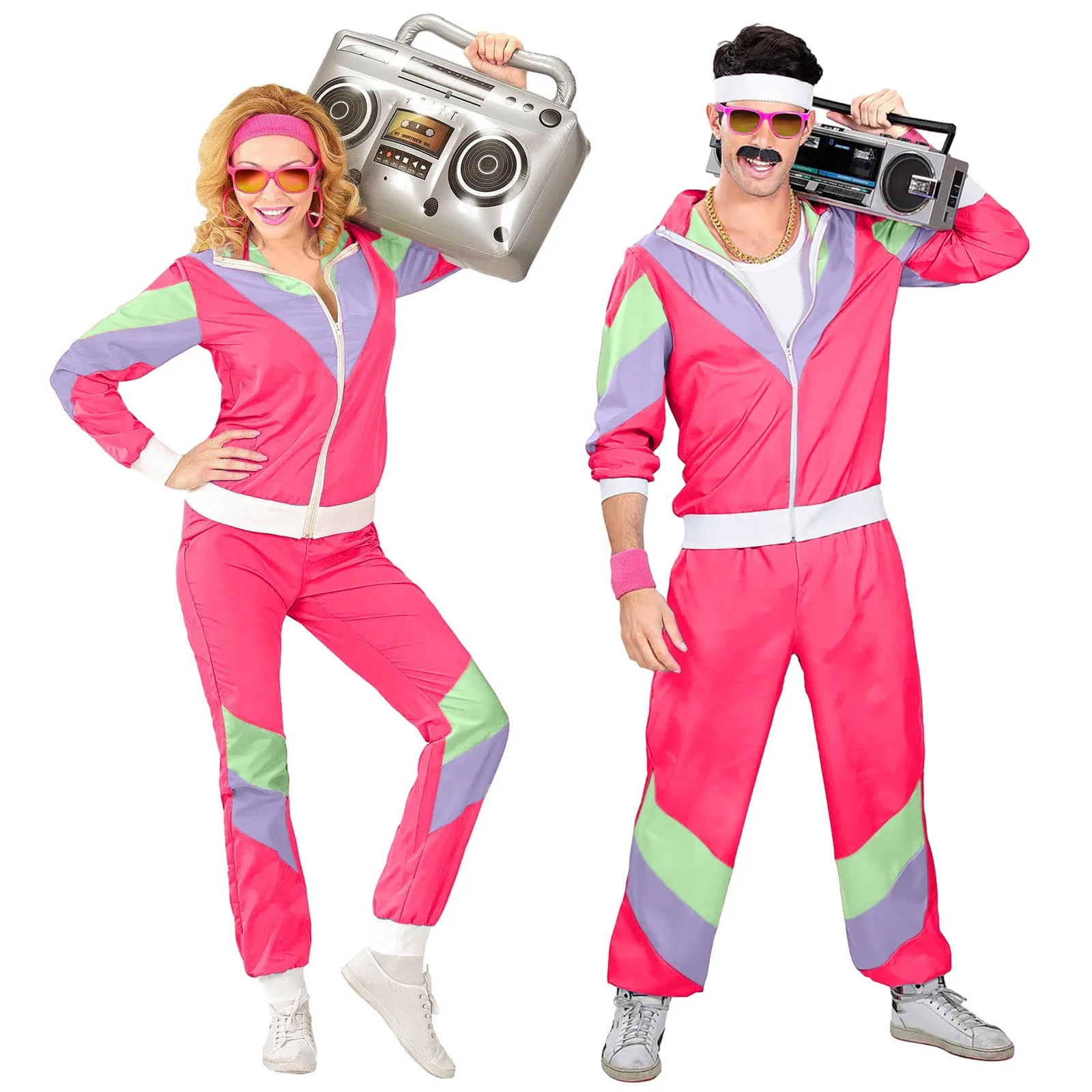 Couples Hippie Performance Costumes for Women Men Halloween Carnival Vintage 70s 80s Rock Disco Cosplay Sportswear Outfits