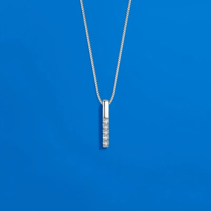 

Moissanite Straight Bar Necklace S925 Silver Full Diamond Luxury Fashion Certified Exquisite Free Gift For Women Jewelry