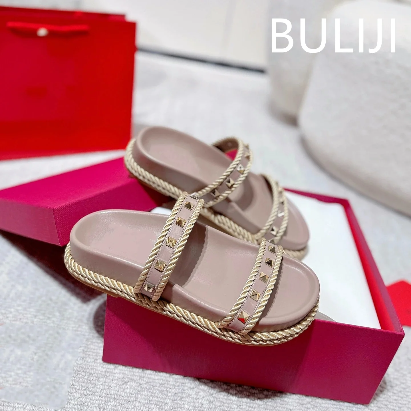 Обувь FANGXITING, женские плетеные сандалии на среднем каблуке, с круглым носком, на плоской платформе, с пряжкой и ремешком, летняя дизайнерская обувь Zapatillas