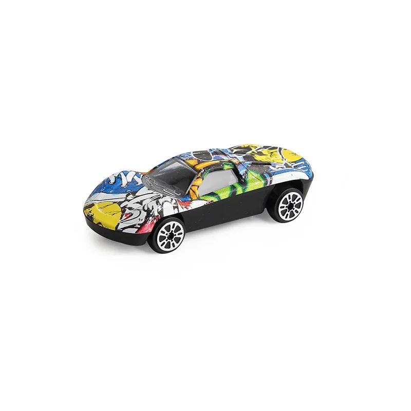 1 Pcs Children's Educational Toy 1:72 Alloy Car Model Graffiti Color Mini Inertia Car Simulation Model Car Children's Toy Car