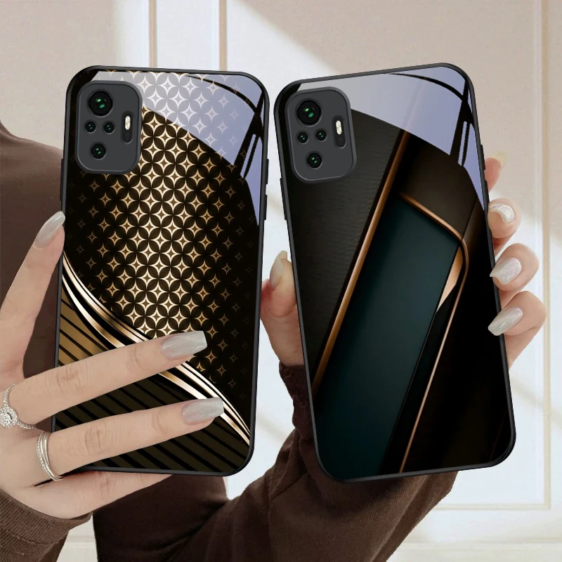 

Retro diamond geometry For Redmi Note 8 9 9S 12S 10 Pro 11 12 13 Pro+ 14 Pro K60 Ultra 13C 14C A3 12 13 Black Glass Phone Case