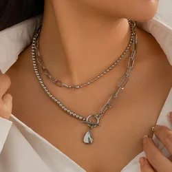 Vintage Gold Color Multiple Styles Imitation Pearl Necklace for Women Boho Trendy Multi-Layer Crystal Pendant Necklaces Jewelry