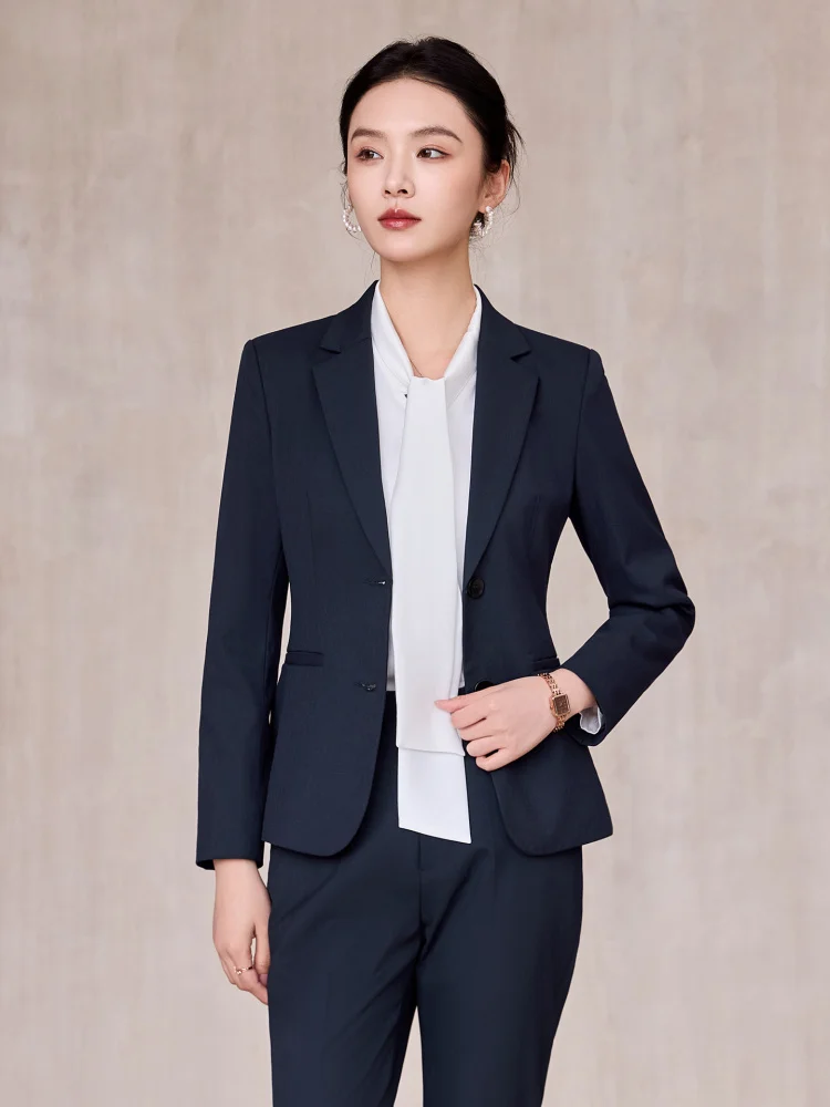 Blue professional suit for women, suitable for spring and autumn, formal attire for job interviews, workplace commuting, elegant