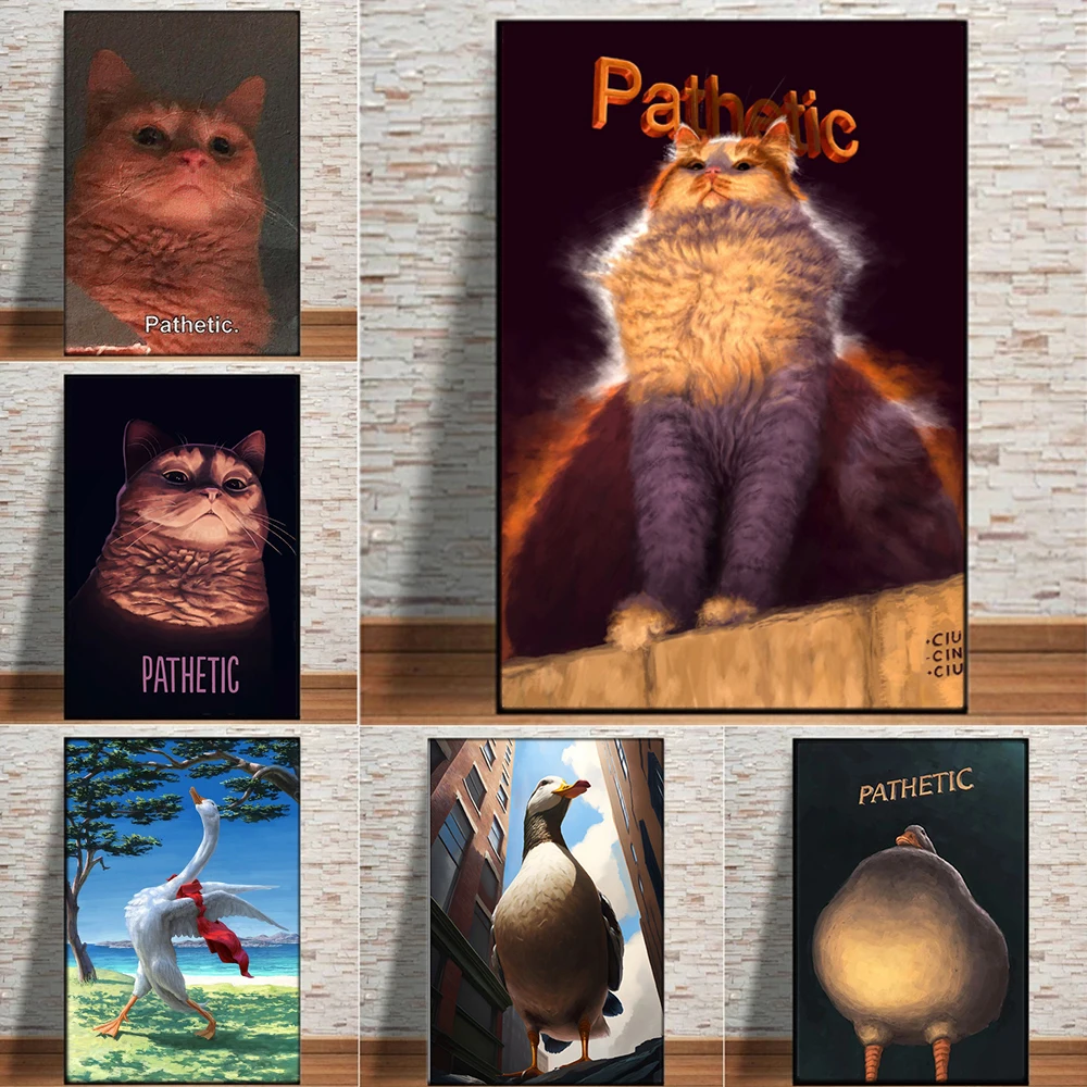 Judgmental Duck Cat Funny Posters Pathetic Humor Canvas Paintings Modern Animals Wall Art Prints Living Room Home Decor Pictures