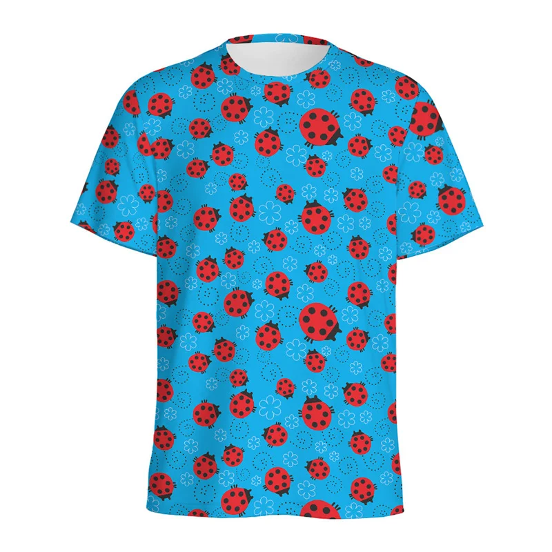 

Cartoon Ladybird 3D Printed T Shirt For Men Kids Ladybug Insect Graphic T-shirt Streetwear Tops Short Sleeve Summer Women Tees