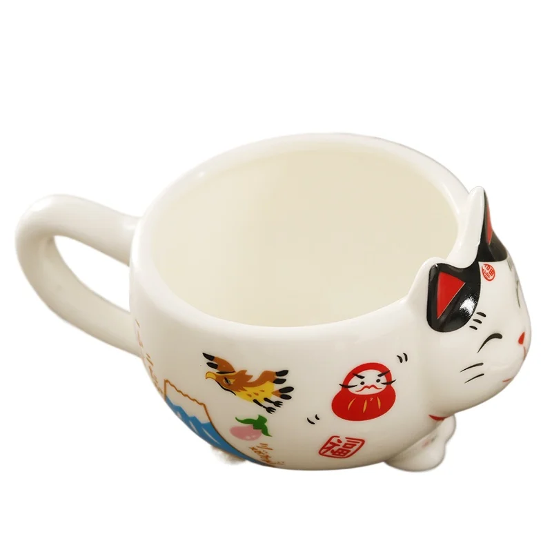Cute Japanese Lucky Cat Porcelain Tea Set Creative Maneki Neko Ceramic Tea Cup Pot with Strainer Lovely Plutus Cat Teapot Mug view 6