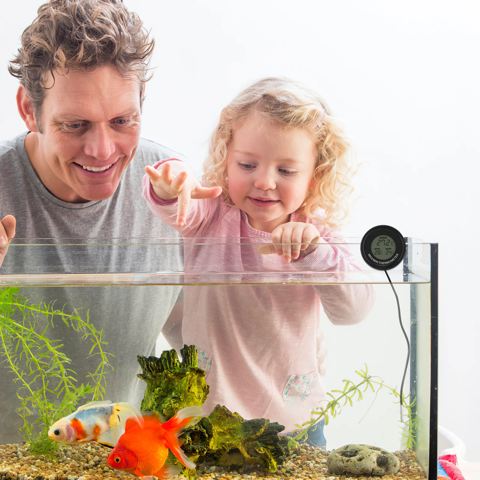 

2pcs Aquarium Thermometer Water Temperature Digital LCD Sensor Fish Tank Reptile Box Suction Cup Probe Adjustable Celsius