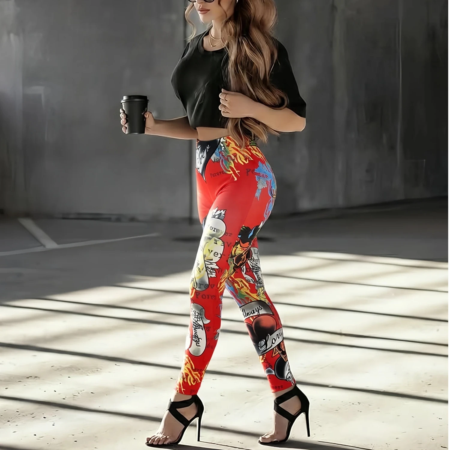 

Women Printed Leggings Tummy Control Leggings for Sports Running Gym Fitness Workout Yoga Pants Full Length