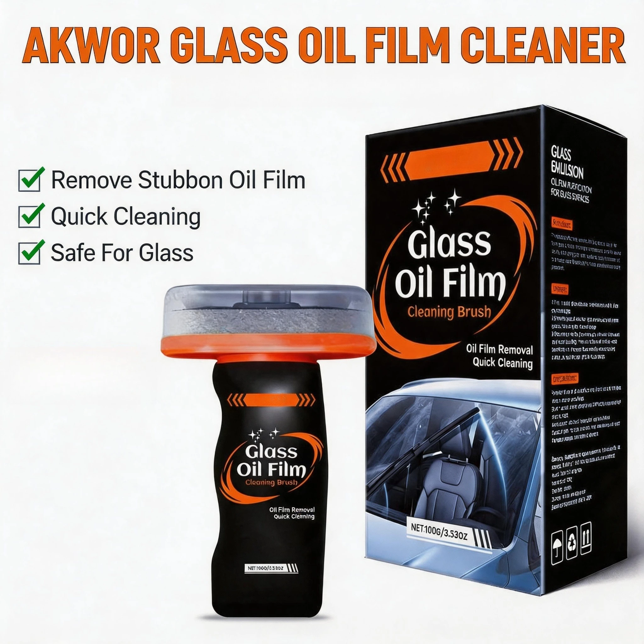 Car Windshield Cleaning Brush Professional Glass Oil Film Remover Anti-Fog Brightening Windows Polishing Oil Film Clean Tool