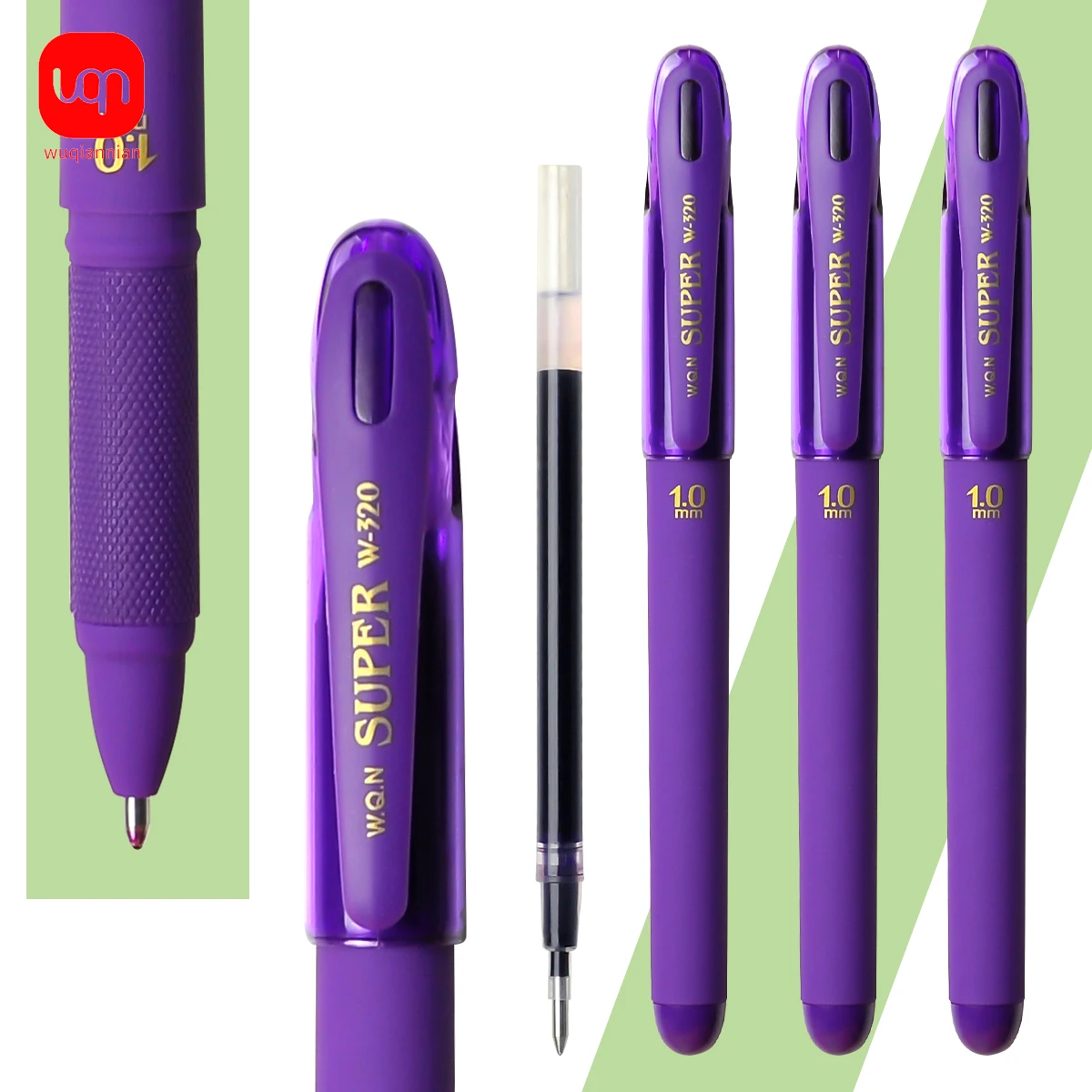 3pcs Purple Ink Gel Pens,, 1.0mm, Large Capacity Refill, Office Supplies Back To Sochool Stationery,for Writing Cute Pen