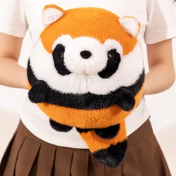 Stuffed Anime Figure Doll Round Red Panda Plushie Doll Fluffy Hair Red Raccoon Animals Hug Throw Pillow