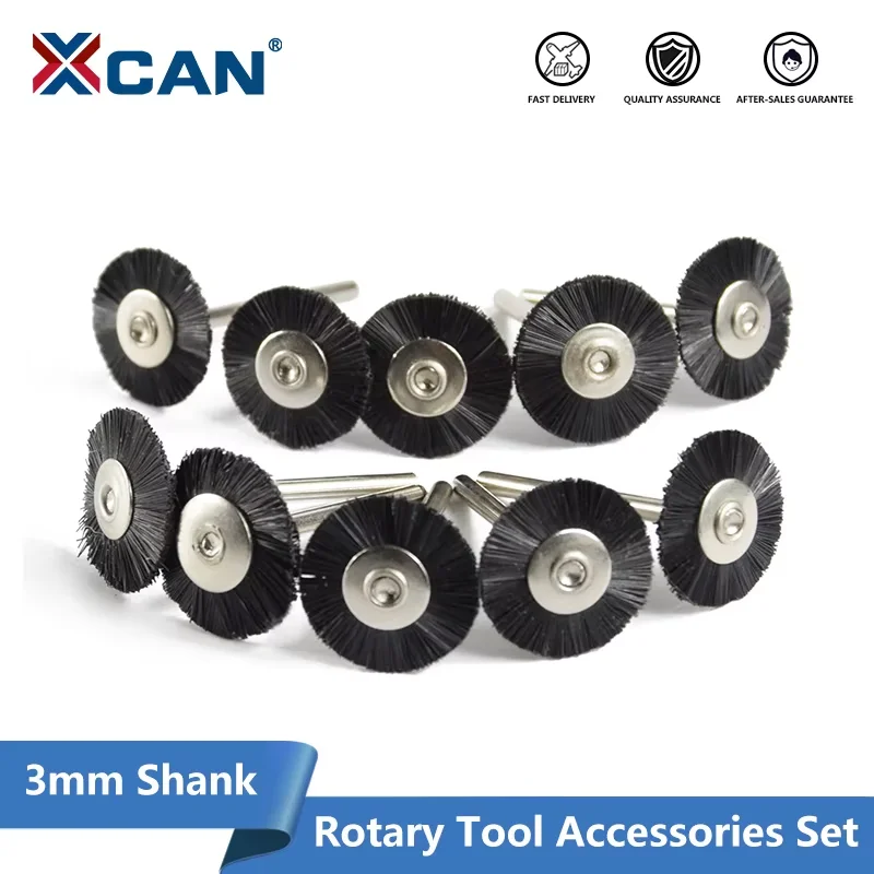 XCAN 10/20pcs Polishing Brushes 3mm Shank Nylon Wire Brush Set For Dremel Rotary Tools Accessories Rust Remove Tool
