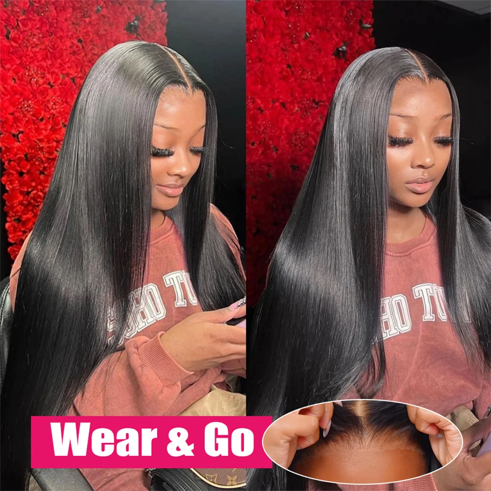 Glueless Cabelo Humano Lace Frontal Peruca, Osso Straight Lace Front Perucas, Wear and Go, 250 Densidade, HD, 13x6