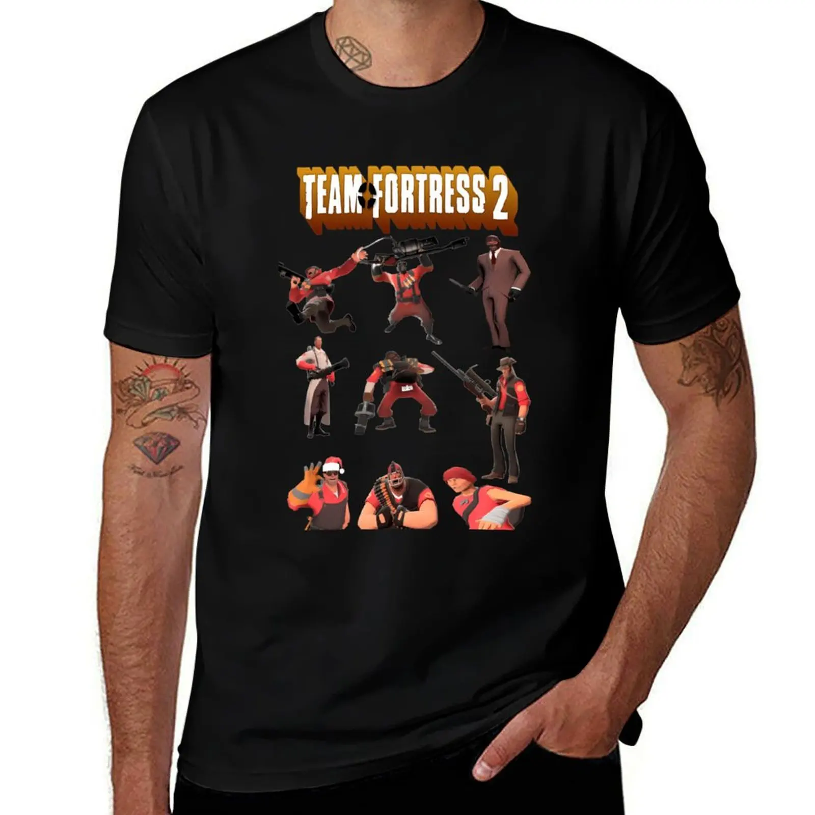 

Team Fortress 2 - All Characters Classes With Tf2 Logo T-Shirt Heavy Duty Casual Work Tee