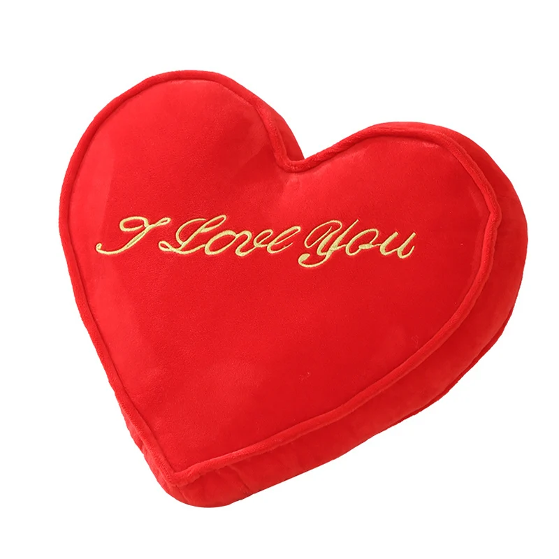 Oreiller en peluche cœur rouge 35x30cm, coussin de siège de soutien arrière I LOVE U, doux, décoration de fête de saint-valentin, cadeau pour petite amie
