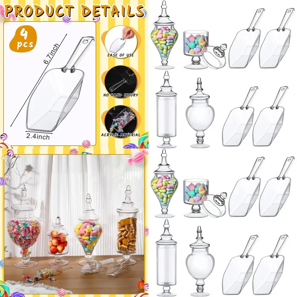 

Набор баночек из 4 предметов из прозрачного стекла с крышками и ложками для конфет, декоративного хранения и домашнего использования