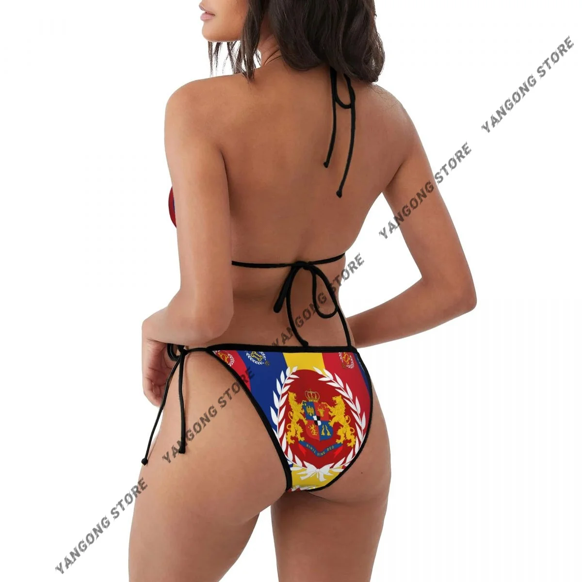Romanian Army Flag Swimsuits Women Sexy Bikinis Swimwear Bathing Suit Micro Thongs Bordered Beachwear