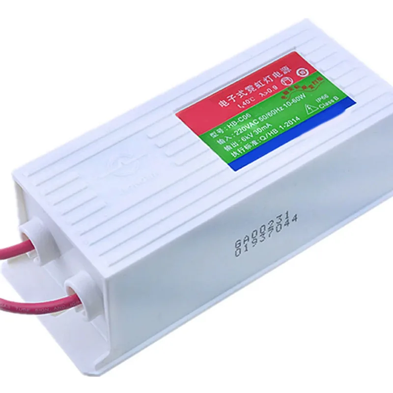 HB-C06 Neon Light Transformer Neon Light Electronic Ballast 60w Power Supply With 6 Meters Output 6kv