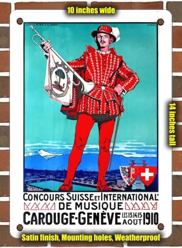 METAL SIGN - 1910 Music Competition, Carouge, Geneva - 10x14 Inches