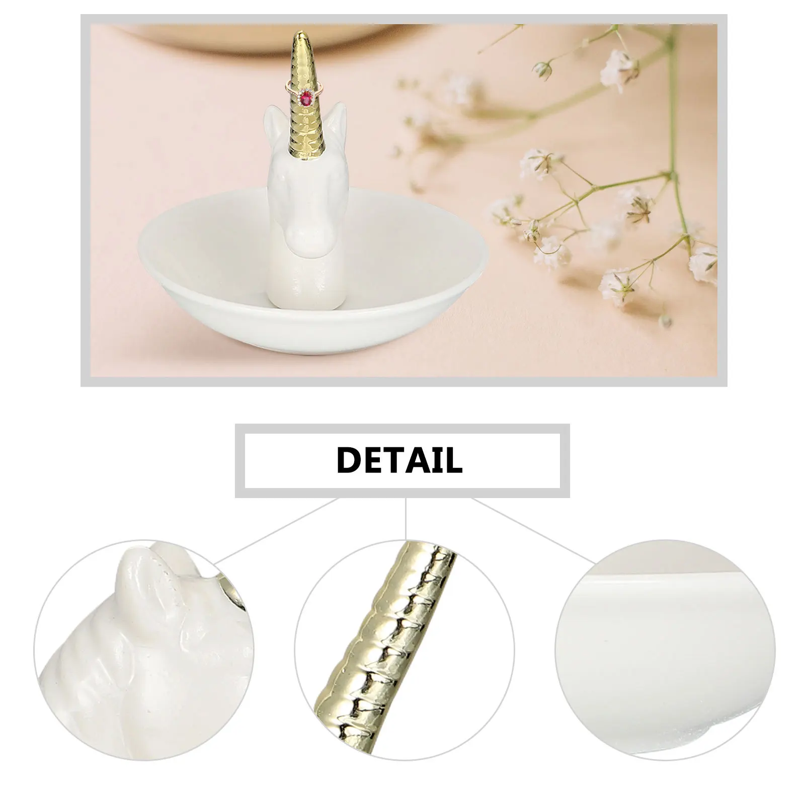 

Ceramic Unicorn Jewelry Tray Light Luxury North American Style Simple Smooth Lines for Home Gold Store Display