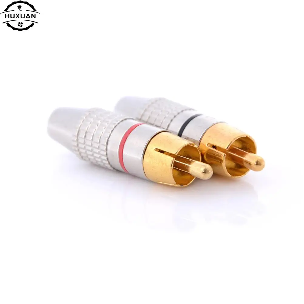 2 Stks/set Gold Rca Plug Solder Audio Video Adapter Connector Male Naar Male Converter Groothandel