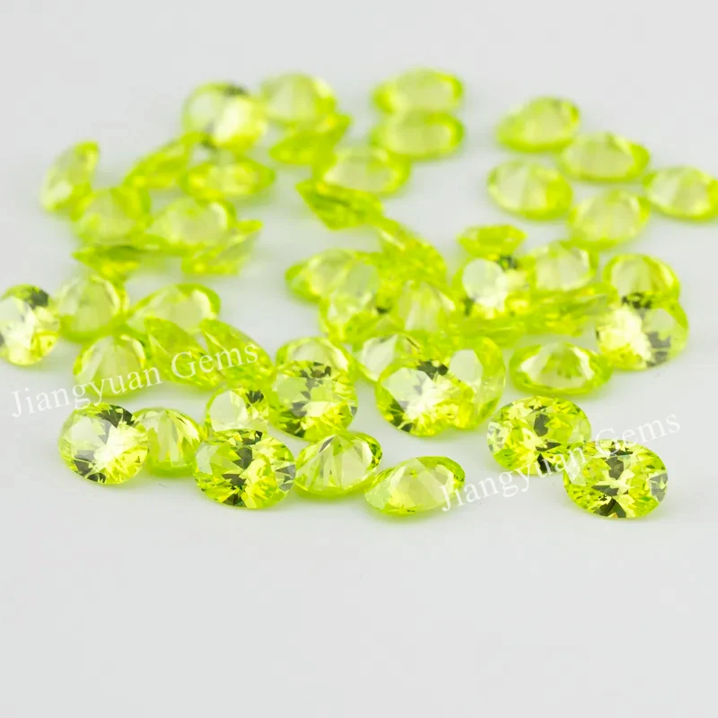 Größe 3x5mm~10x12mm 5A Zirkon Ovaler Schliff Apfelgrüner Kubischer Zirkonia Stein Loser CZ Synthetischer Edelstein für Schmuckherstellung – Detail 7