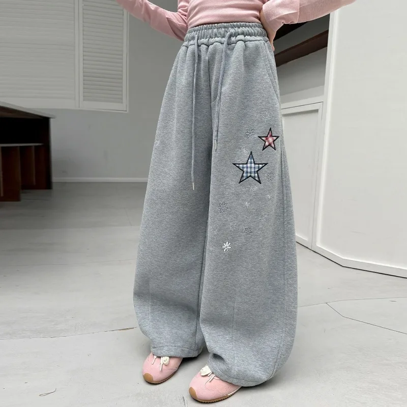 Kinder Mädchen Herbst Jogginghose UNITIM Teenager Mädchen Sternenmuster Lässige Sporthose Locker Sitzend mit Elastischem Bund 4-14 Jahre Junior Mädchen Hosen – Detail 9