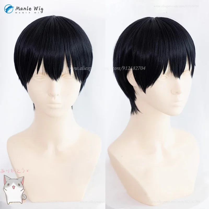 Tobio Kageyama Cosplay Wig Scalp Short Black Wig Cosplay Anime Cosplay Wigs Heat Resistant Synthetic Wigs Halloween Party Wigs