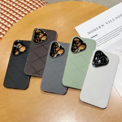 Shockproof Slim Luxury Leather Geometric Case For Huawei Pura 70 Pro 80 Pro 70 Ultra P60, Metal Camera Protection Phone Cover