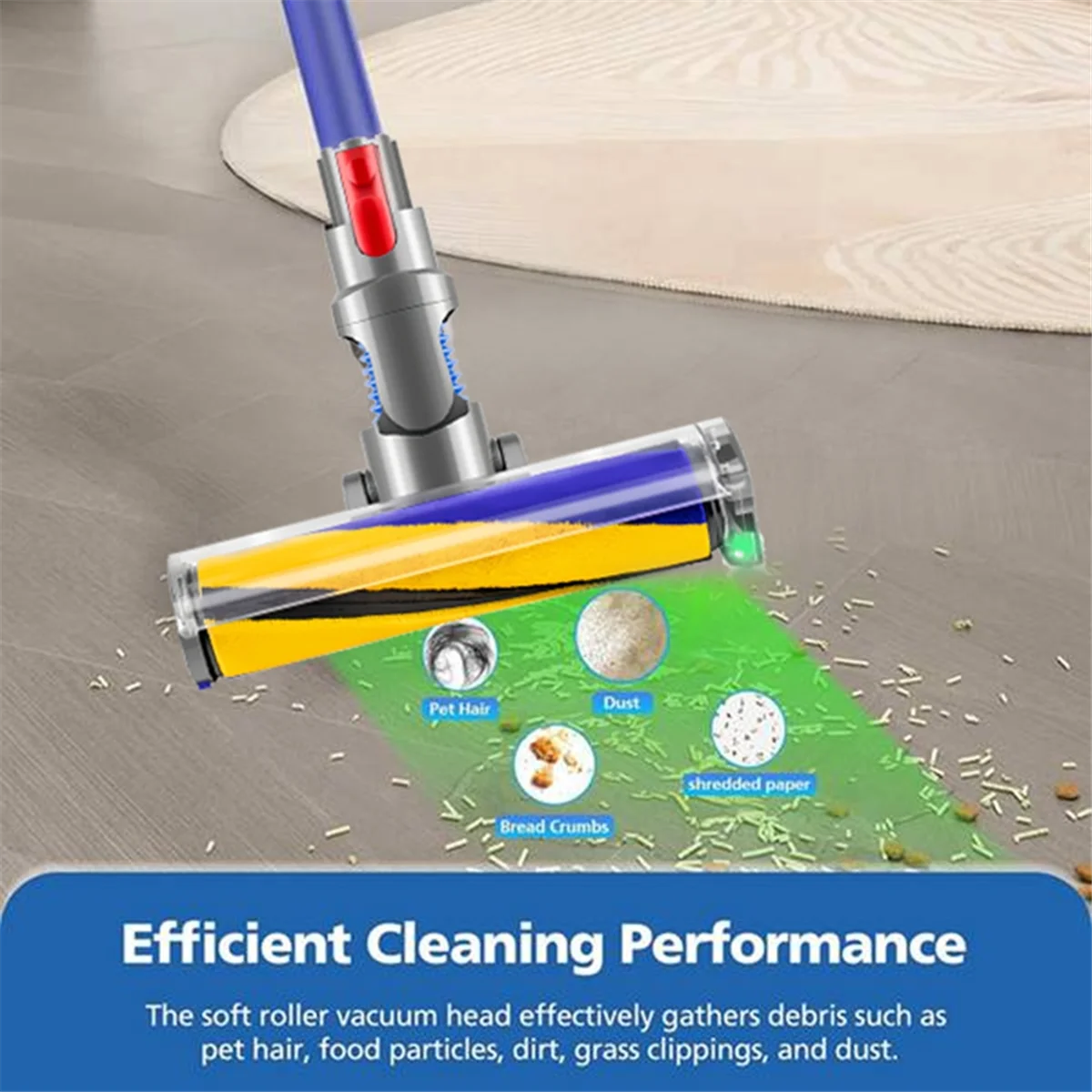 V15 V11 V10 V8 V7 하드우드 바닥용 FZFZ 먼지 감지 진공 부착물, 광학 녹색광이 있는 소프트 롤러 브러시