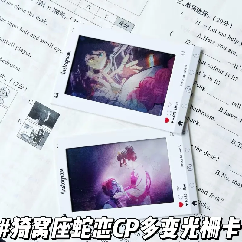 

Creative Demon Slayer Cards Akaza Kanroji Mitsuri Anime Action Figures Cartoon Grating Bookmark Toy Birthday Gift Bag Decoration