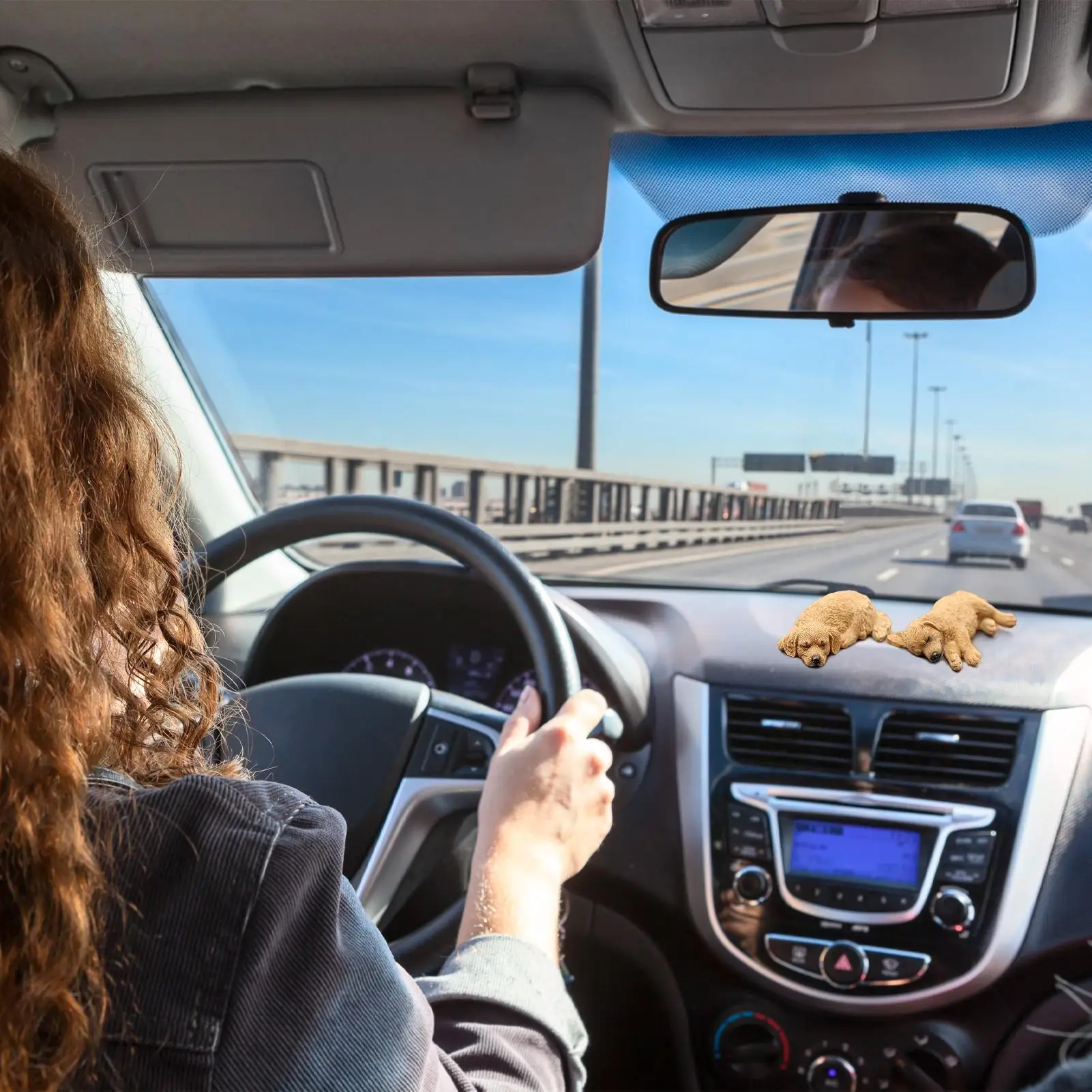 Dashboard Figurines For Car Sleeping Dog Shape Desktop Decor Car Dashboard Decorations For Drivers Collectors Office Home Road