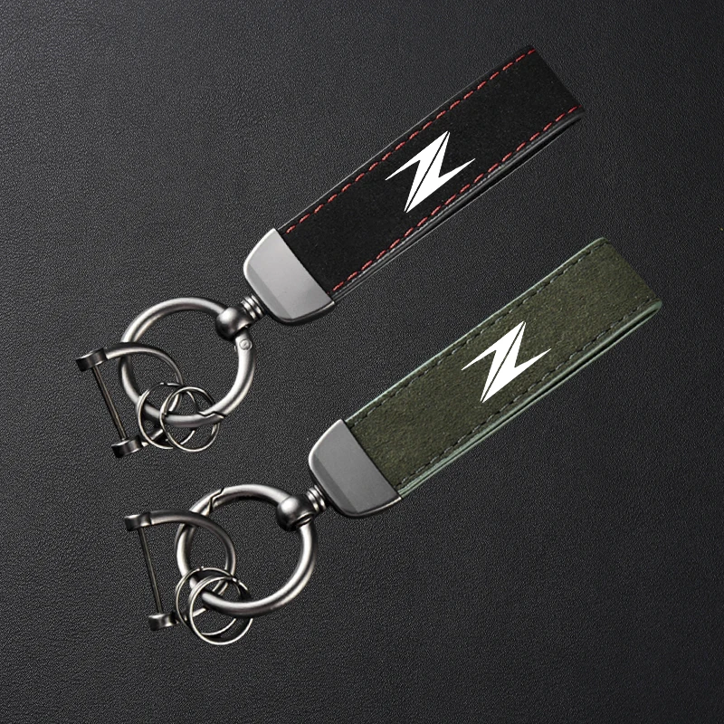 

High-Grade Leather Suede Keychain Motorcycle Keyring For Kawasaki Z650 Z750 Z800 Z900 Z1000 Z250 Z400 Accessories