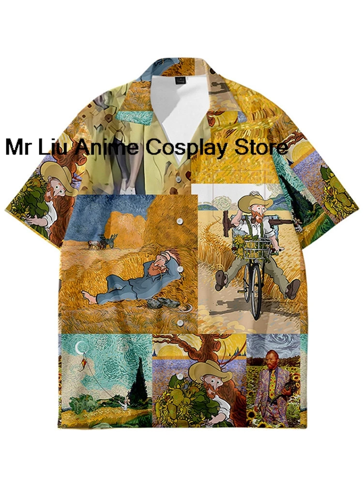 

Men's Casual Paint Art Printed Button Down Cuba Collar Hawaiian Shirt