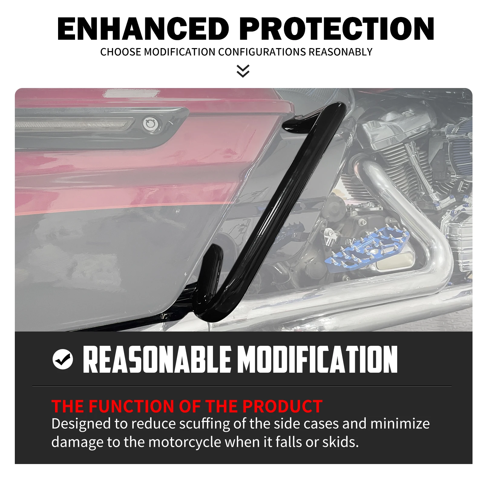 Motorcycle Rear Saddlebag Guard Crash Bars Rail Bracket Protection For Harley Touring Road Street Electra Glide FLHR 2014-2025