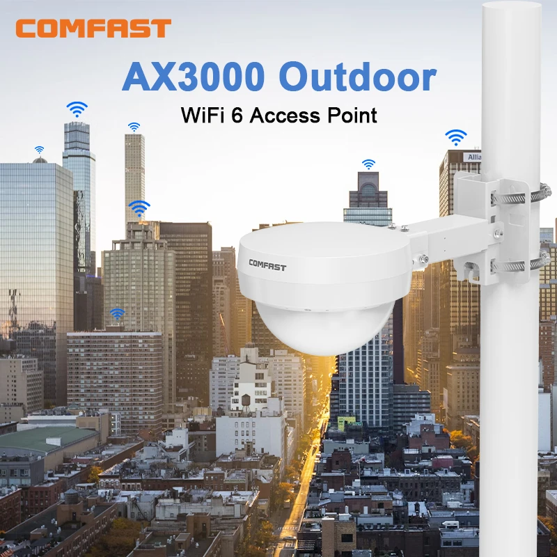 WiFi6 High Power AX3000 Outdoor Wireless Repeater AP Weatherproof 2.4G+5Ghz WiFi Access Point 48V POE as Wi Fi 360° Coverage