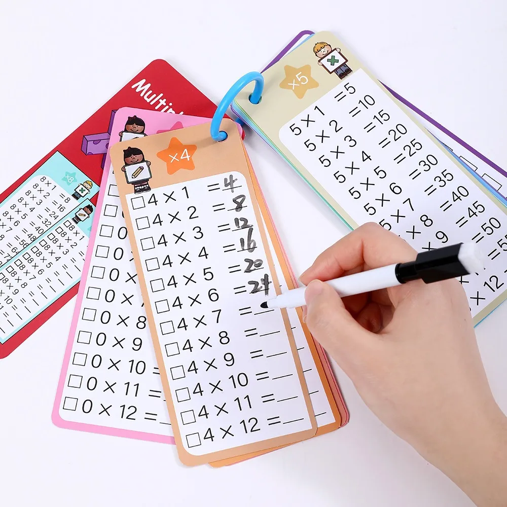 Flash Cards 14 Math Number Cards Multiplication Can Be Erasable Using Math Learning Cards Puzzle Teaching Toys