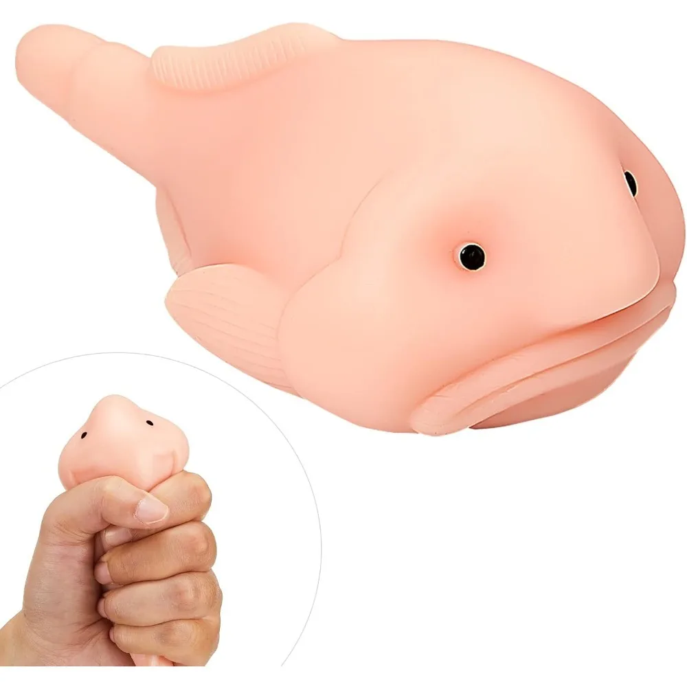 

Squishy Blobfish Stress Toy - Ugly Fish Squeeze Sensory Fidget для снятия тревоги, забавные подарки для украшения стола для детей и взрослых