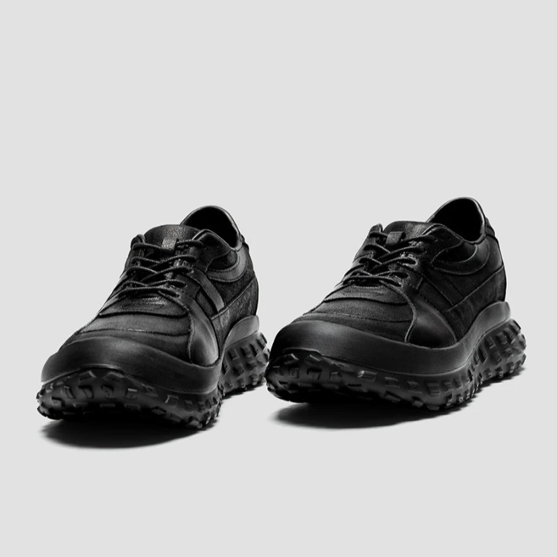 Designer Genuine Leather Sneakers Men's Casual Shoes Retro Sports Thick Sole Height Increasing Platform Walking Shoes Male