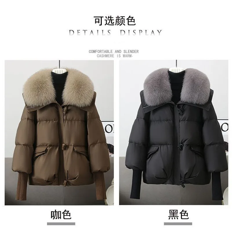 보스덴 다운 재킷 여성 중간 길이 2025 신상 화이트 덕 다운 패셔너블 루즈 핏 한국 겨울 재킷 두꺼운 따뜻한 상의 B