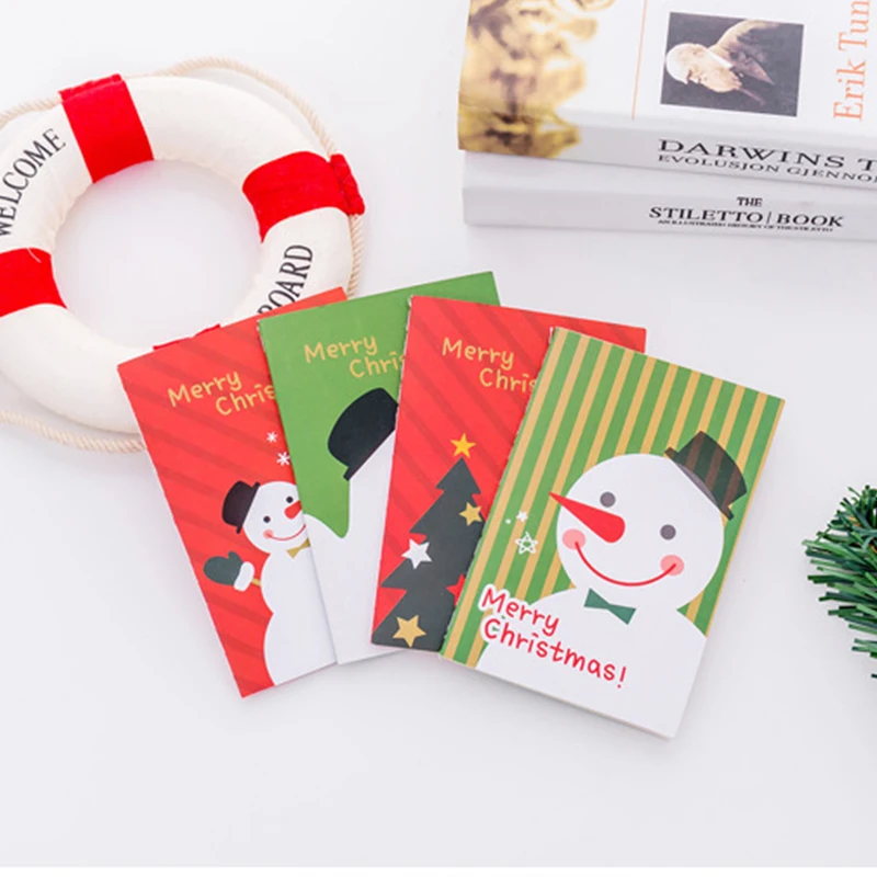 Christmas Notebooks Pocket Notepads Cute Cartoon Christmas Santa Claus Elk Tree School Office Stationery Student Kid Child Prize