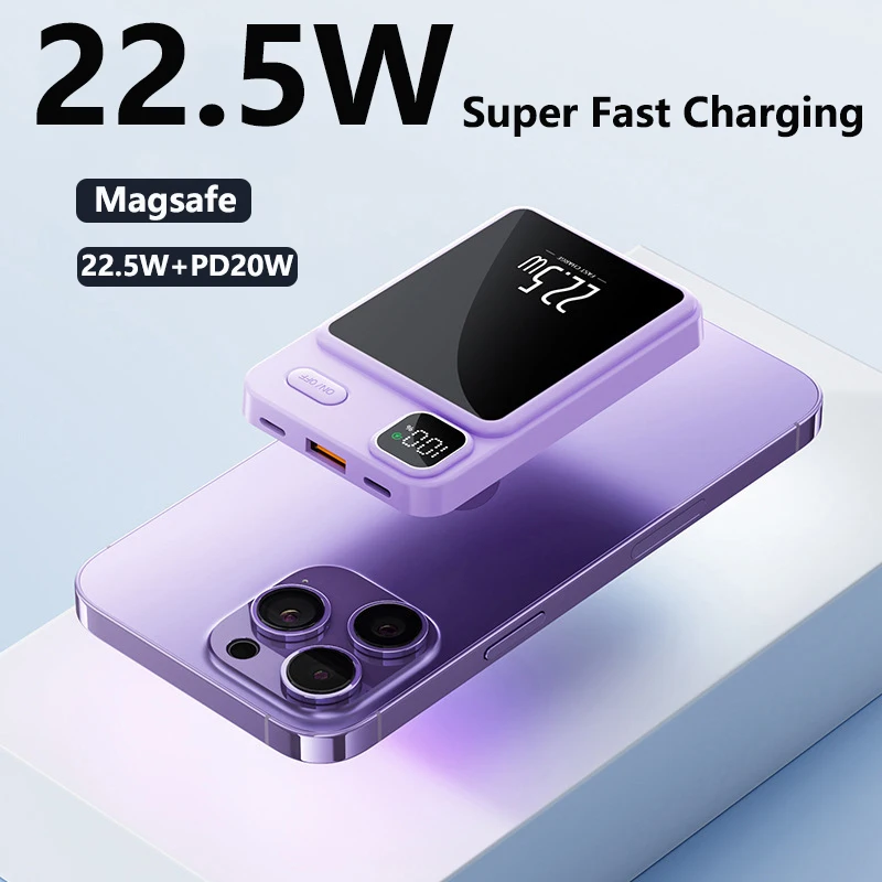 

20000mAh Magsafe Power Bank 22.5W Magnetic Wireless Charger Powerbank for iPhone 16 15 Xiaomi Samsung Portable Induction Charger