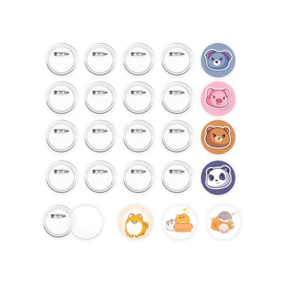 

Jewelry DIY Making Kit 20Pcs Custom Pins 1.7 Inch Clear Acrylic Button Pins Round Button Making Kit For DIY Badges Photo Button