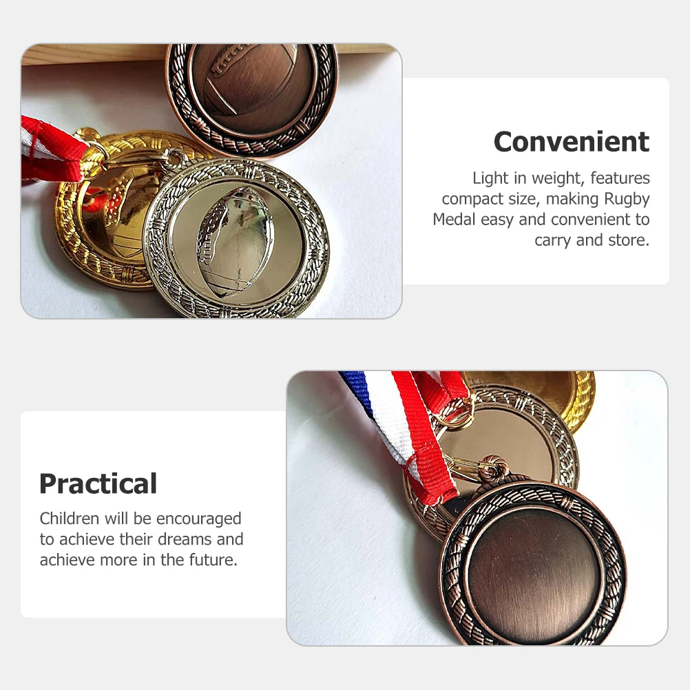

3 Pcs The Medal Award Football Top Sports Medals for Awards Rugby Winner Travel