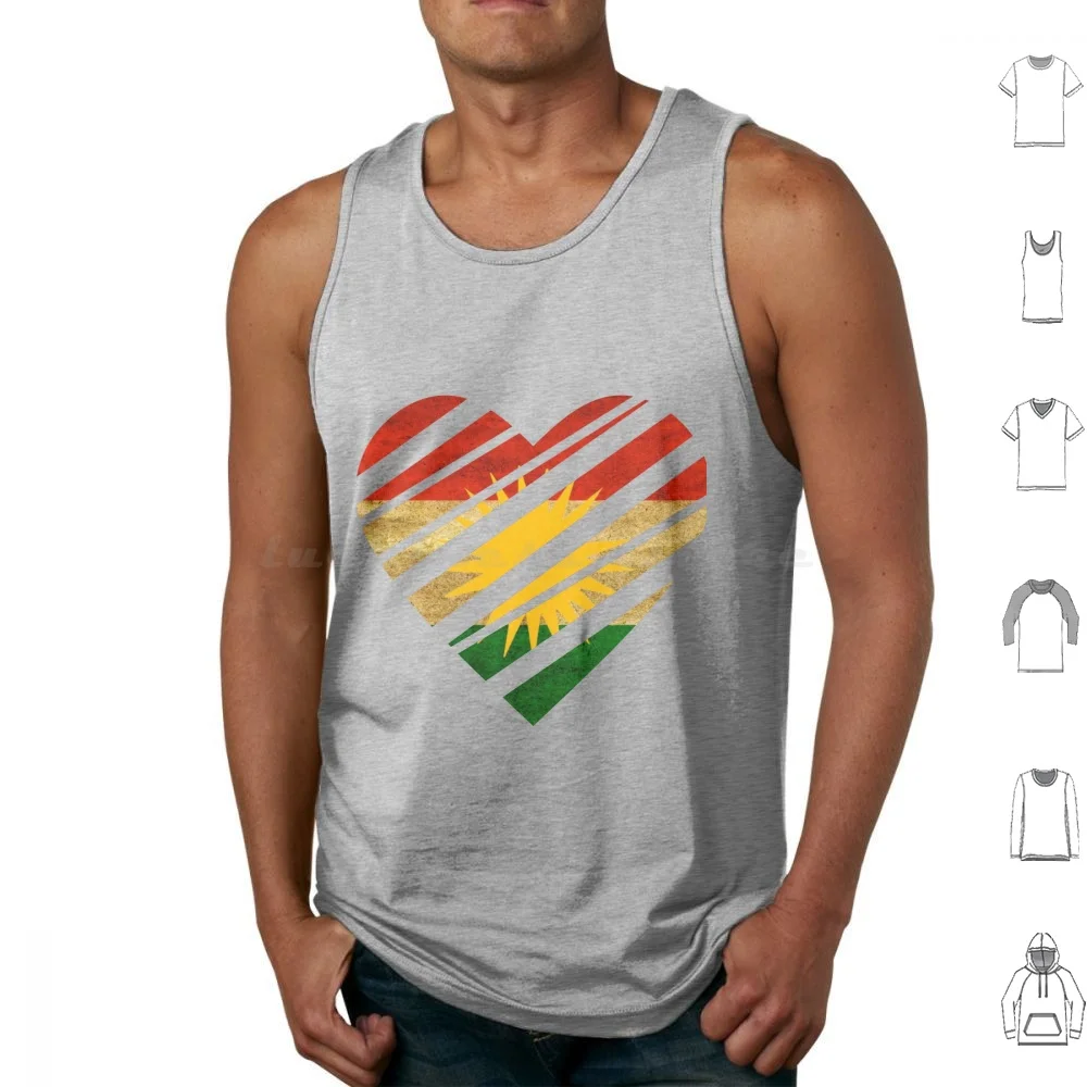 Kurdistan Heart Tank Tops Print Cotton Kurdistan Kurd Kurds Kurdish Heart Love Patriotic Patriotism Fatherland