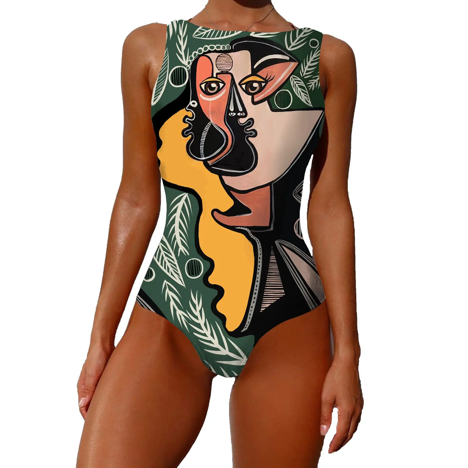 New 2023 Print One Piece Swimsuit Female Vintage Swimwear Women Bathing Suit Plus size Beachwear Brazilian Swimsuit Halter Swim